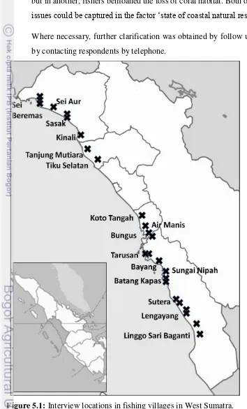 Figure 5.1: Interview locations in fishing villages in West Sumatra. 