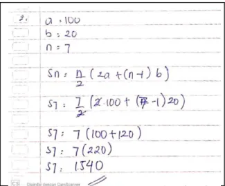 Gambar 7. Jawaban Peserta Didik Berkemampuan Komunikasi Matematis SD pada Soal  Nomor 2 