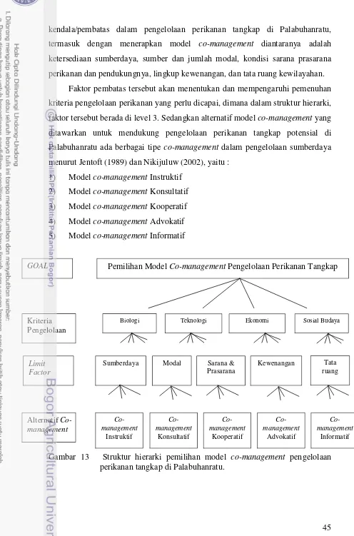 Gambar 13   Struktur hierarki pemilihan model co-management pengelolaan 