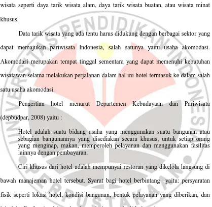 TABEL 1.3 JUMLAH AKOMODASI DI INDONESIA TAHUN 2009-2012