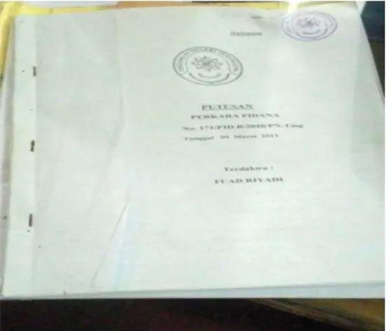 Gambar 2. Salinan putusan perkara (dokumentasi 