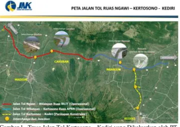 Gambar 1.  Trase Jalan Tol Kertosono – Kediri yang Dikeluarkan oleh PT. 