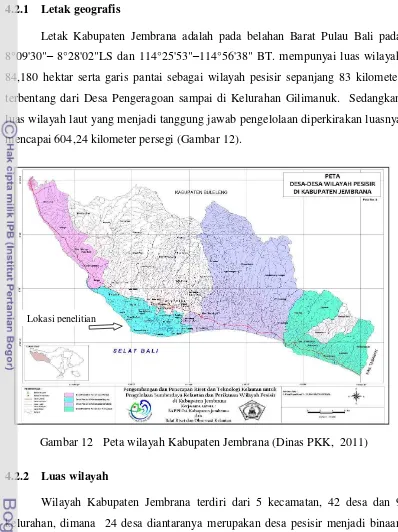 Gambar 12 Peta wilayah Kabupaten Jembrana (Dinas PKK,  2011) 