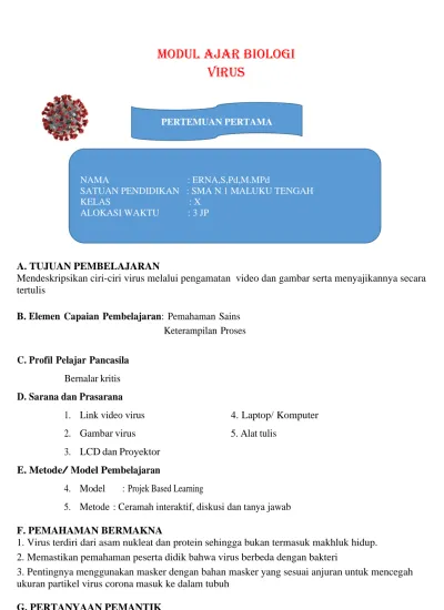 MODUL AJAR BIOLOGI VIRUS