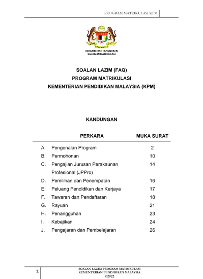 SOALAN LAZIM (FAQ) PROGRAM MATRIKULASI KEMENTERIAN PENDIDIKAN MALAYSIA ...