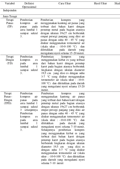Tabel 3.1 Definisi  Operasional Variabel Penelitian 