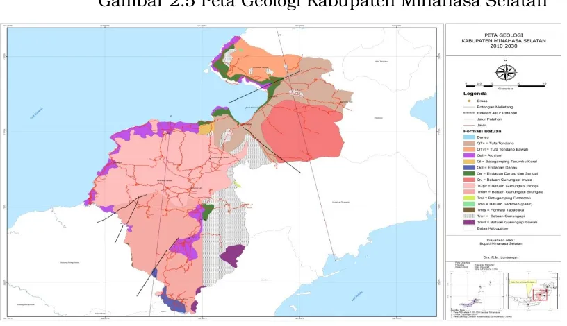 Gambar 2.5 Peta Geologi Kabupaten Minahasa Selatan