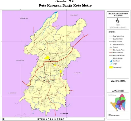 Gambar 2.6  Peta Kawasan Banjir Kota Metro 