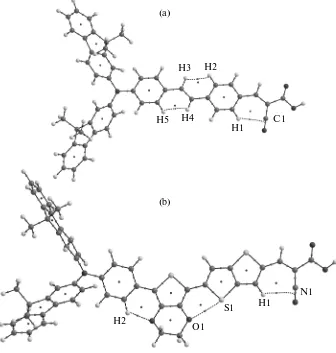 Fig. 2. Graph structures of (a) JK-62 and (b) JK-201 molecules: points in cycles show (3, +1) critical points and points on bondsrepresent (3, –1) critical points.