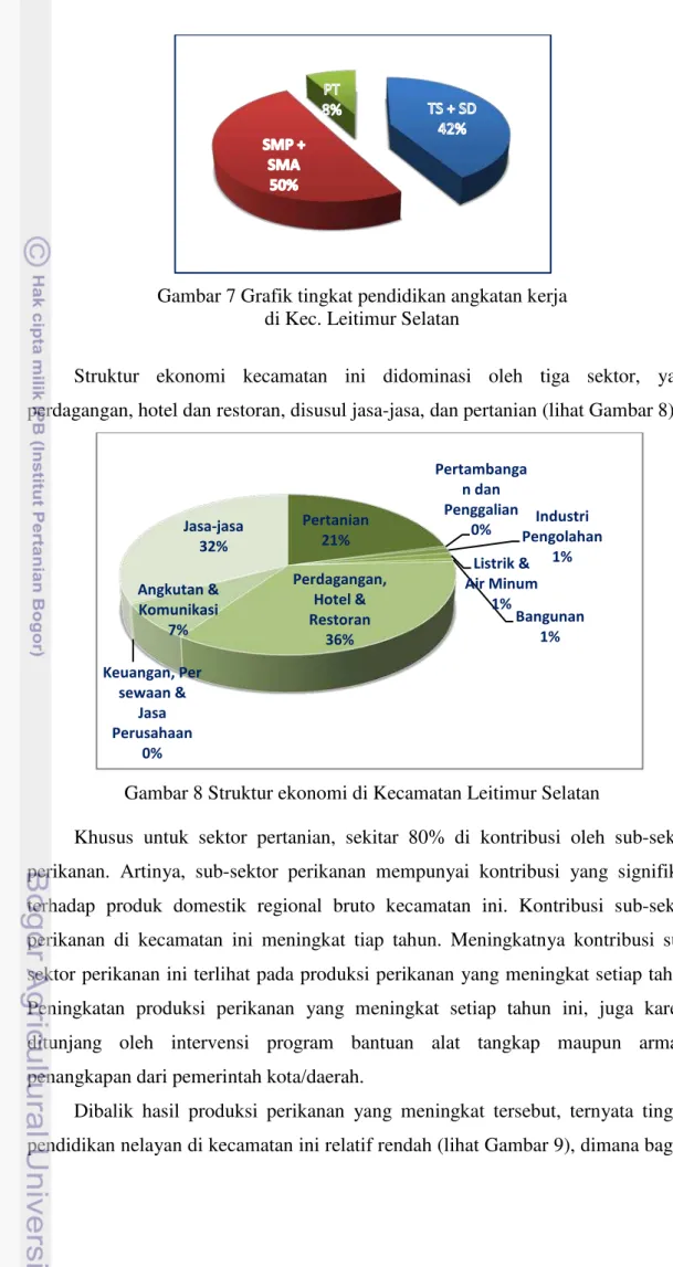 Gambar 7 Grafik tingkat pendidikan angkatan kerja   di Kec. Leitimur Selatan 