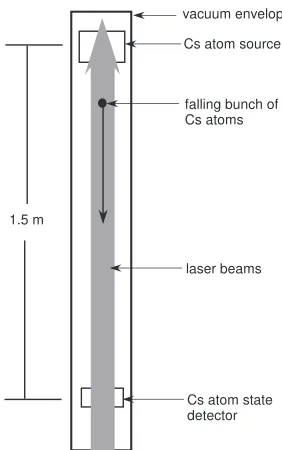 FIG. 1. A simpliﬁed schematic of a single atom interferometer in which a bunch of atoms is dropped