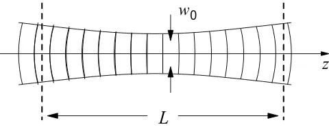 FIG. 4: Quantization geometry of a Gaussian beam of a waistwduce periodic boundary conditions with a quantization length0