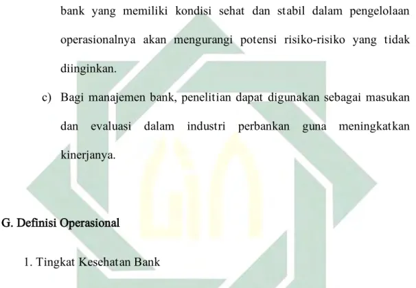 Tabel 1.4 Peringkat Komposit Kesehatan Bank 