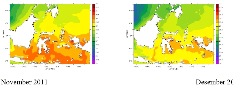 Gambar� 18� di� atas� adalah� data� suhu� permukaan� laut� hampir� seluruh�