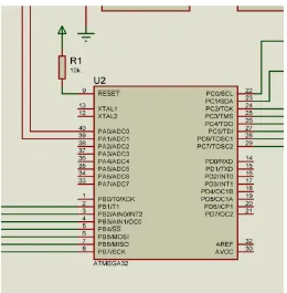 Gambar 3.2 Rangkaian sistem minimum mikrokontroler ATMEGA32 