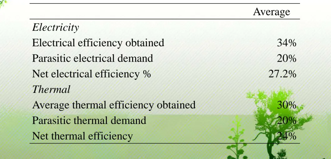 Tabel 4.11 Effisiensi Energi dan Energi yang dibutuhkan oleh gasifikasi
