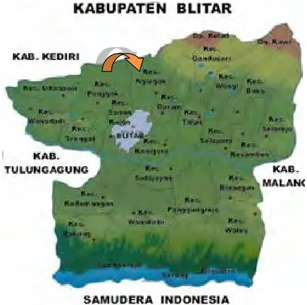 Gambar 3.2 Peta Topografi Kabupaten Blitar (Tim BPCB Mojokerto, 2014). 