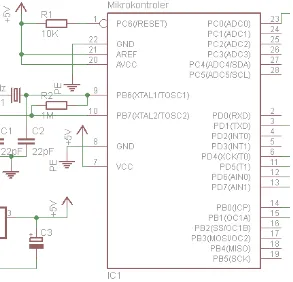 Gambar 3.2 Rangkaian Mikrokontroler Atmega8 