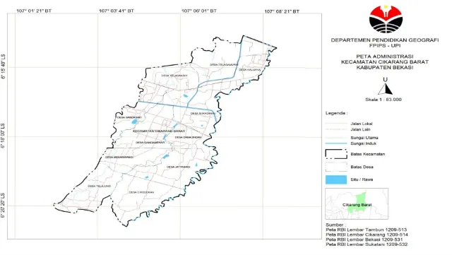 Gambar 3.1 Peta Administrasi Kecamatan Cikarang Barat 