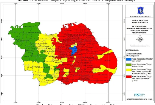 Gambar 2. Peta Rencana Tahapan Pengembangan Zona dan  Sistem Persampahan Kota Surabaya 