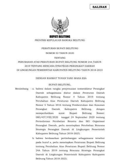 BUPATI BELITUNG PROVINSI KEPULAUAN BANGKA BELITUNG PERATURAN BUPATI ...