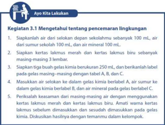 Gambar 3. Aktivitas Ayo Kita Lakukan pada  Materi Pencemaran Lingkungan 