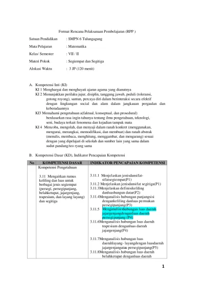 Format Rencana Pelaksanaan Pembelajaran (RPP )