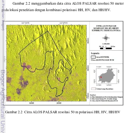 Gambar 2.2 menggambarkan data citra ALOS PALSAR resolusi 50 meter 