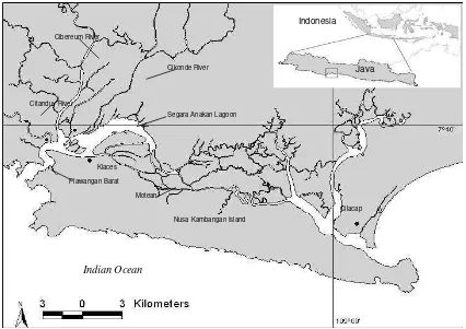 Figure 1.  Map of the Segara Anakan ecosystems, Cilacap Regency, Java. 