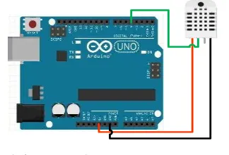 Gambar 13. Koneksi pin arduino uno dengan sensor DHT–22 