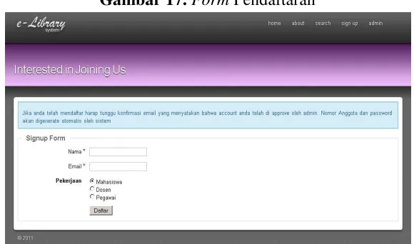 Gambar 17. Form Pendaftaran