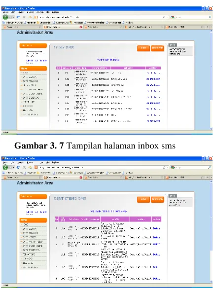 Gambar 3. 7 Tampilan halaman inbox sms