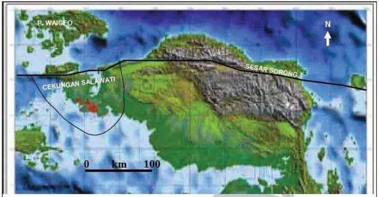 Gambar 1.1 Peta Lokasi Penelitian di Cekungan Salawati, Papua Barat 