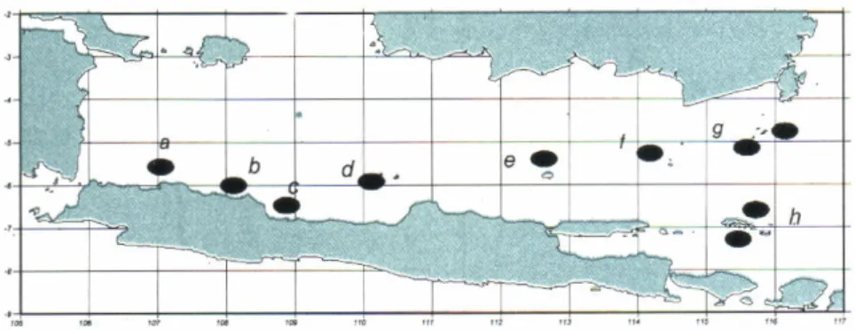 Gambar  5.  Lokasi  penangkapan  pai  di  Laut  Jawa  (q  ).