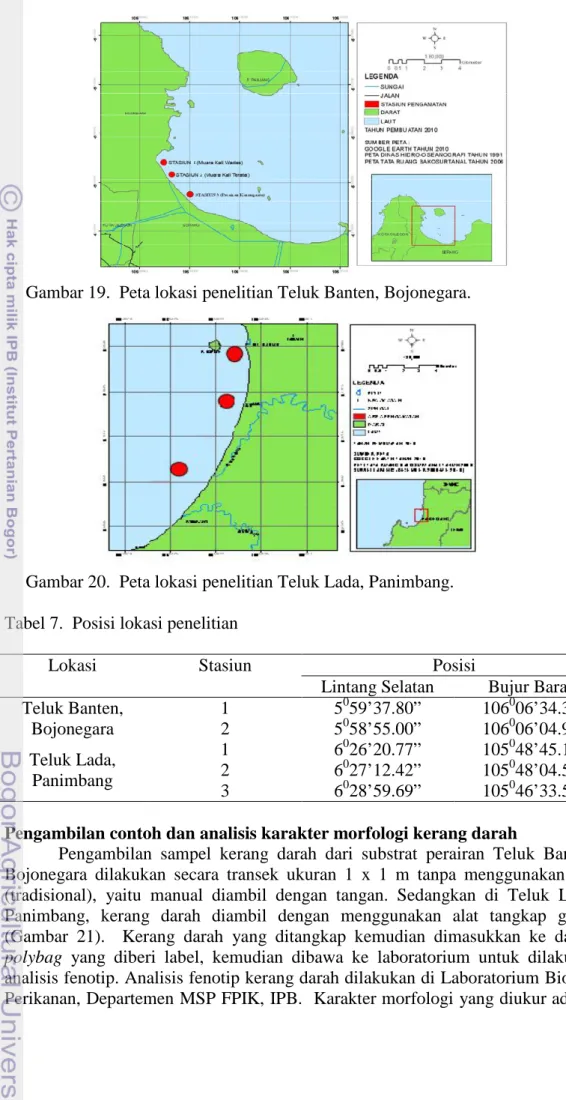 Gambar 19.  Peta lokasi penelitian Teluk Banten, Bojonegara. 