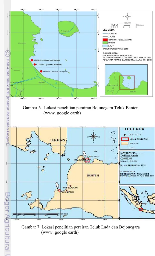 Gambar 6.  Lokasi penelitian perairan Bojonegara Teluk Banten             (www. google earth)  