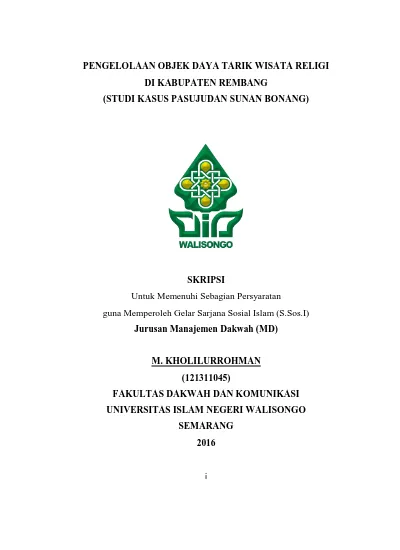 Pariwisata Dan Objek Daya Tarik Wisata - : PENGELOLAAN OBJEK DAYA TARIK