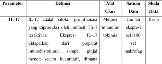 Tabel 1. Definisi Operasional Variabel 