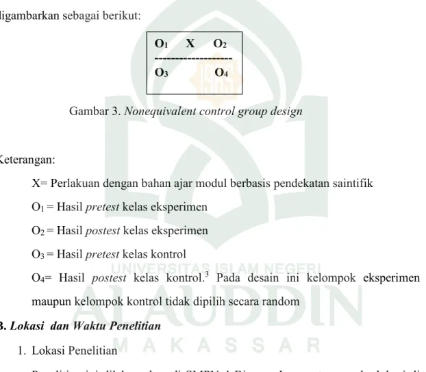 Gambar 3. Nonequivalent control group design 