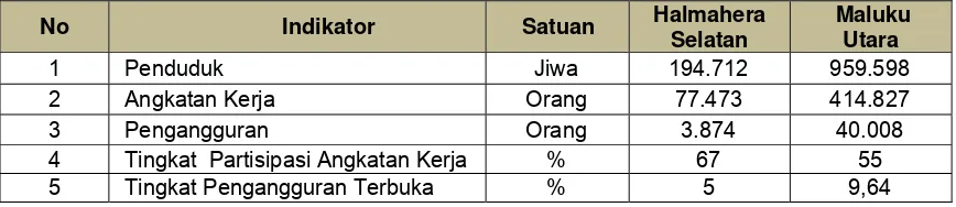Tabel 2.7     Kondisi Ketenagakerjaan Kabupaten Halmahera Selatan   dan  Provinsi Maluku Utara Tahun 2009 