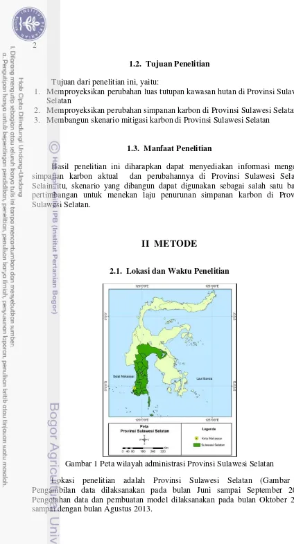 Gambar 1 Peta wilayah administrasi Provinsi Sulawesi Selatan 