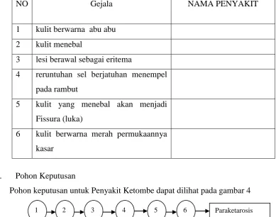 Tabel 3.2 Tabel Keputusan Gejala Penyakit Parakeratoris 