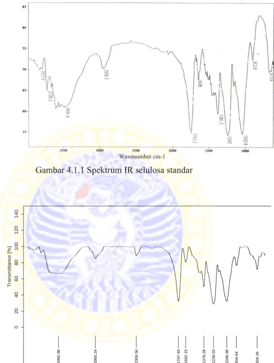 Gambar 4.1.1 Spektrum IR selulosa standar 