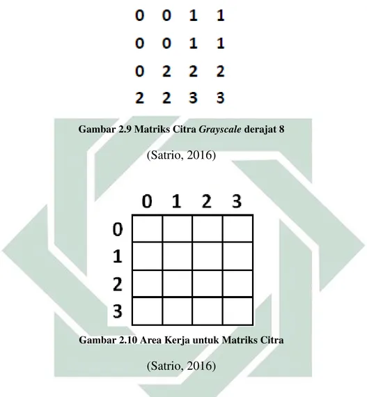 Gambar 2.9 Matriks Citra Grayscale derajat 8
