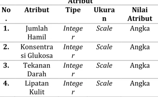 Tabel 3. Atribut, Tipe, Ukuran dan Nilai  Atribut 