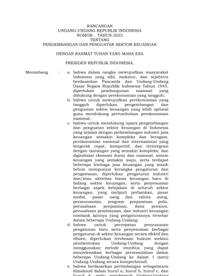 RANCANGAN UNDANG-UNDANG REPUBLIK INDONESIA NOMOR... TAHUN 2022 TENTANG ...