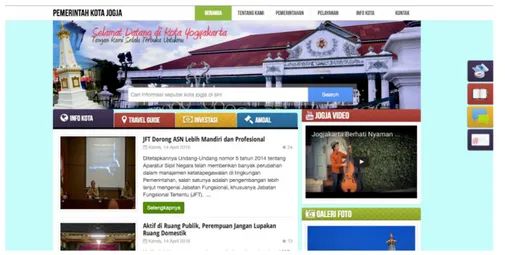 Gambar 4. Homepage situs www.jogjakota.go.id yang dikelola  Humas Pemkot Yogyakarta 