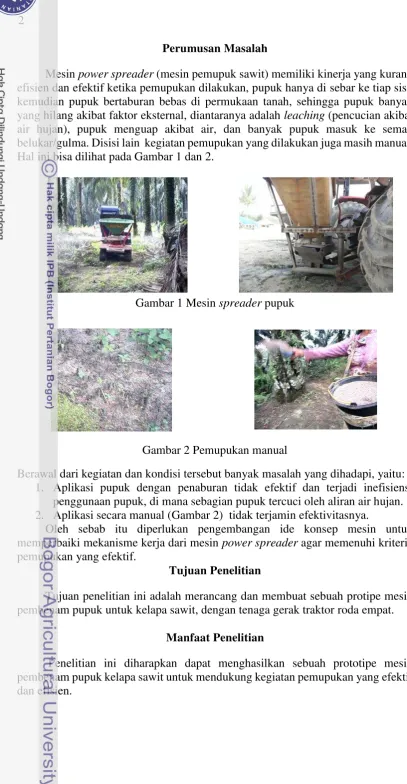 Gambar 1 Mesin spreader pupuk 