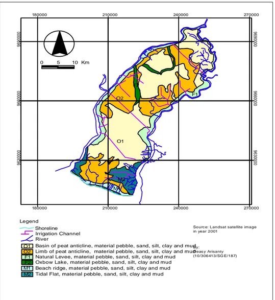 Gambar 1. Peta Bentuklahan Delta Barito 