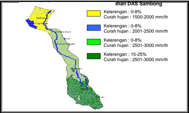 Gambar 5.  Overlay kriteria kesesuaian lahan DAS Sambong 
